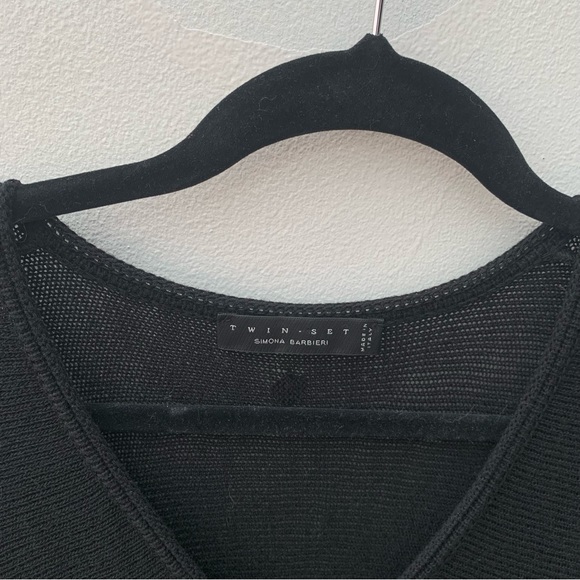 Twin-Set Simona Barbieri Size Small Dress Black Knit Wool Blend Ruffle Mini - Picture 3 of 14